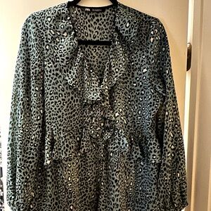 Zebra print blue Zara satin dress for sale!